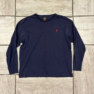 Polo Ralph Lauren Men's Long-Sleeve Shirt - Navy Blue & Red Polo Size Large
